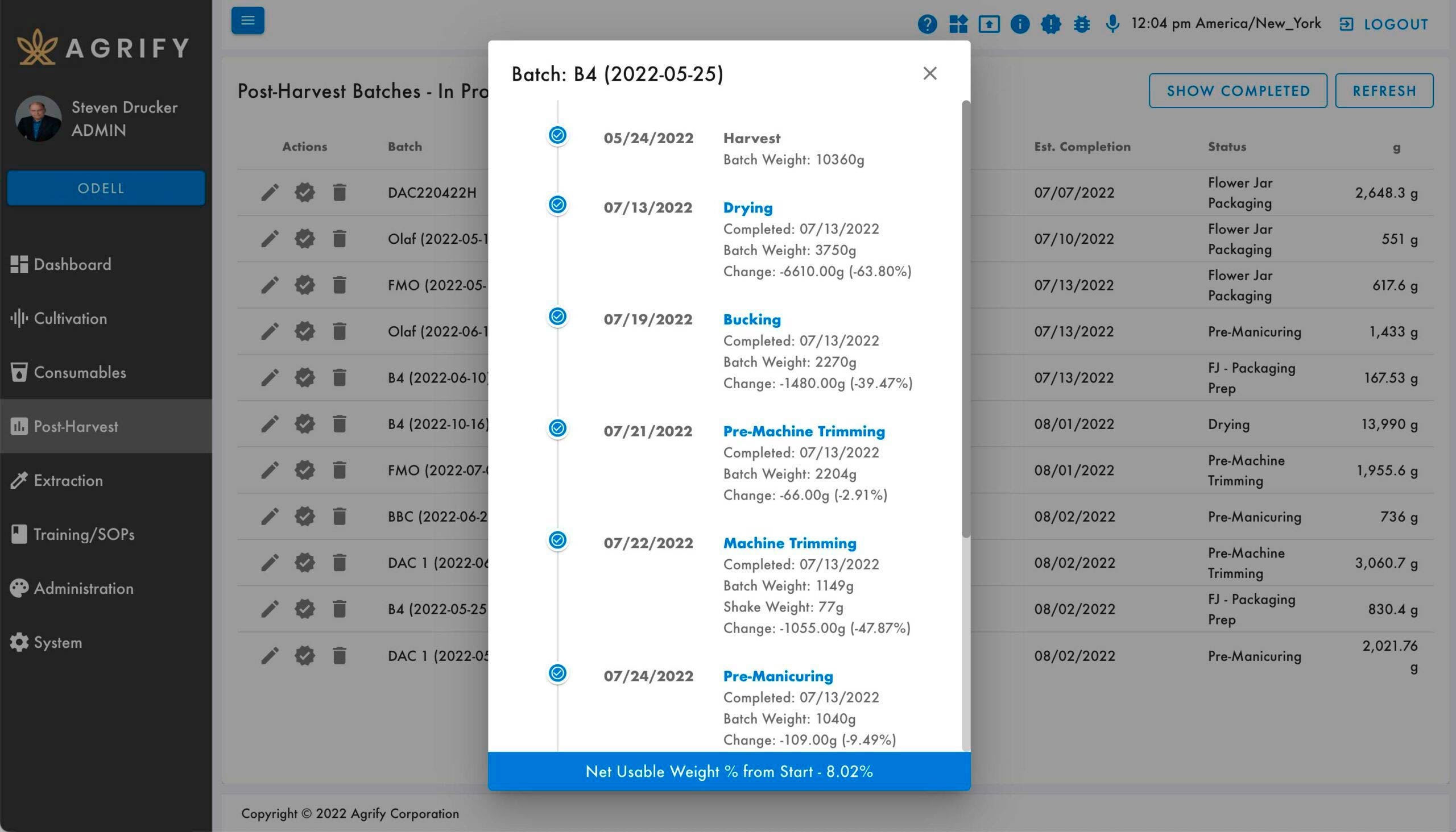 Customizable post-harvest workflows